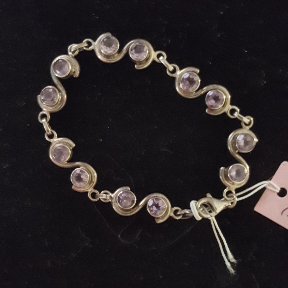 Amethyst & Sterling Silver Bracelet 7.5" - February birthstone!